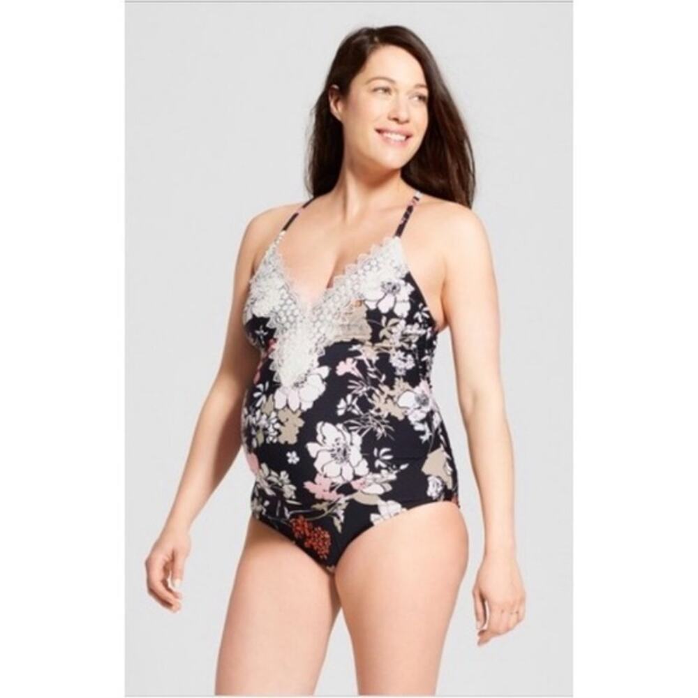 NWT Sea Angel‎ Maternity Bordeaux Blossom floral and lace one piece swimsuit XL - Picture 9 of 10